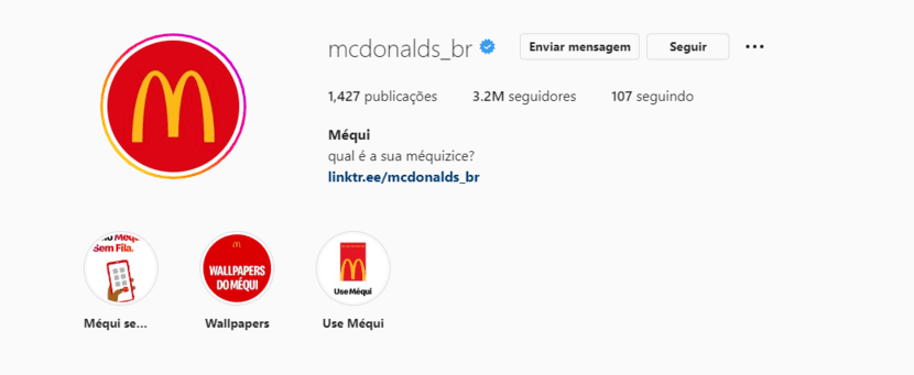 Biografia para instagram restaurante do McDonald's