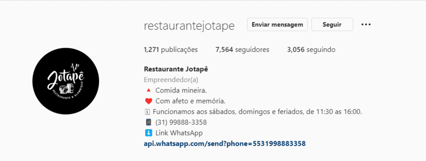 Biografia para instagram restaurante pequeno