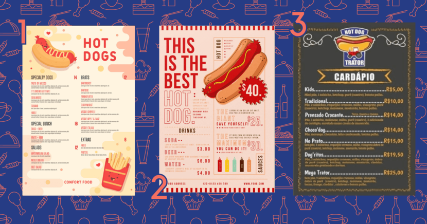 Cardápio para Hot dog  Elo7 Produtos Especiais