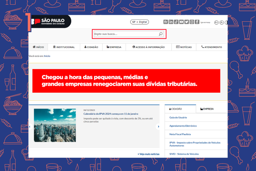 Site SEFAZ do estado de São Paulo