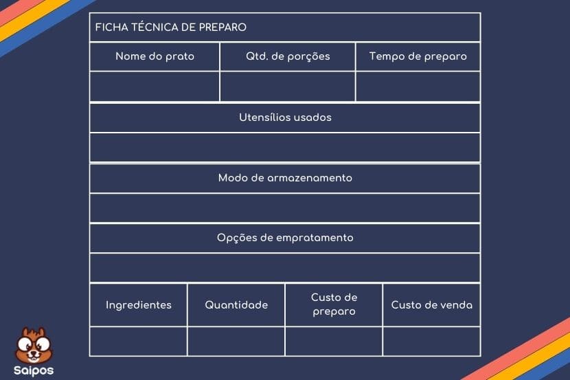 ficha técnica de preparo: modelo