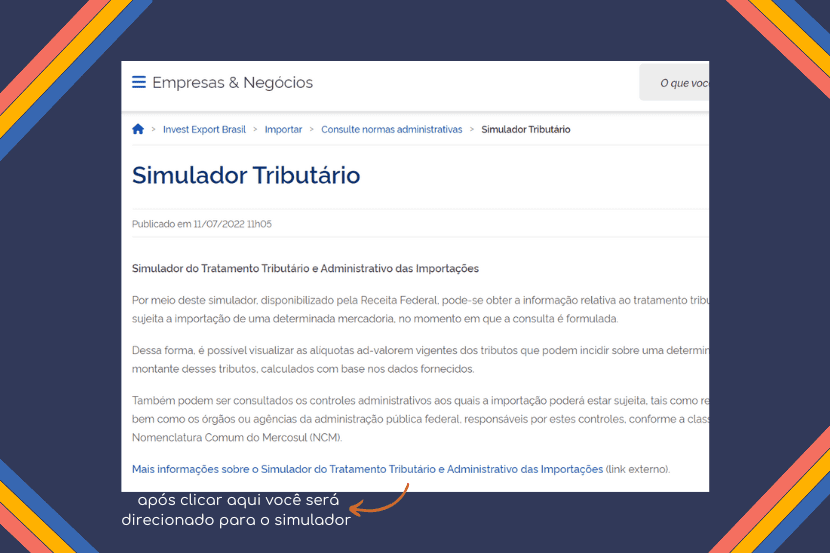 como encontrar o simulador NCM da Receita Federal.