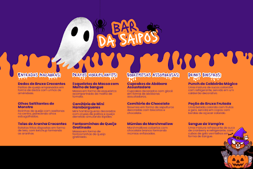 cardapio hallowen para bar