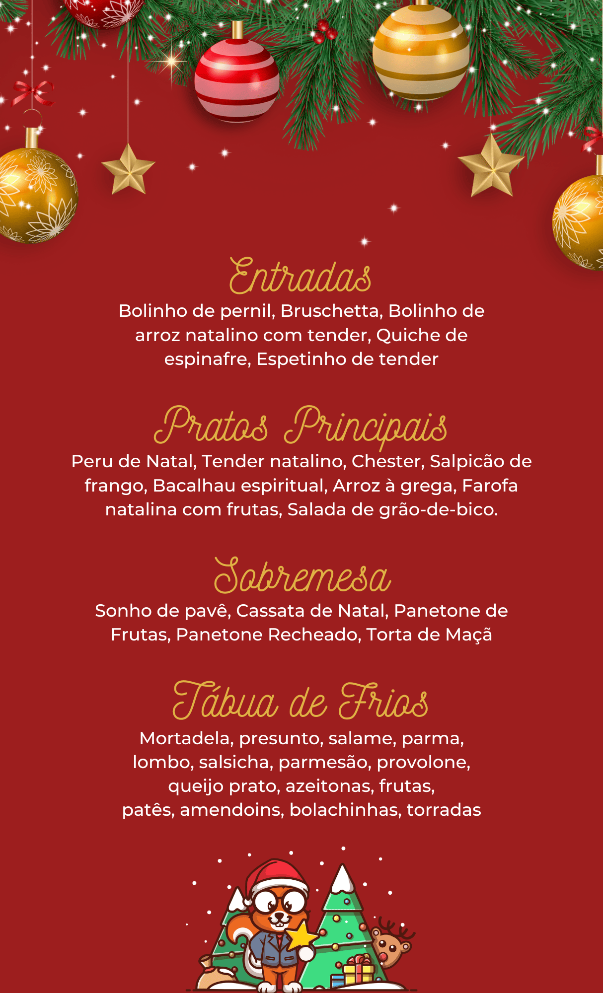 cardápio de natal