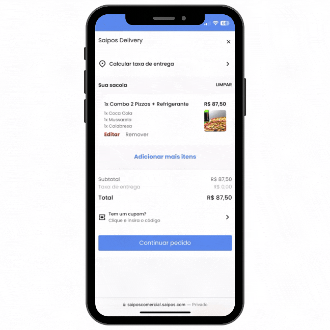 Cardapio digital da Saipos no smartphone