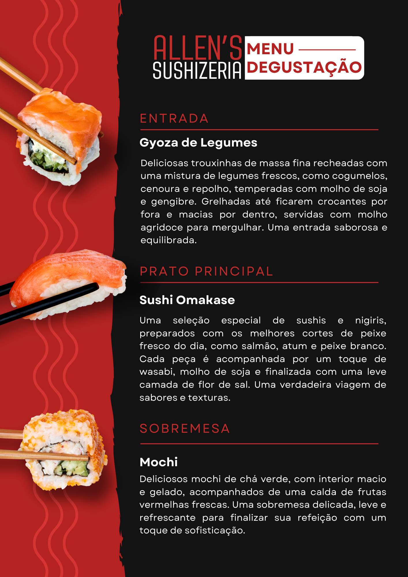 ideias de menu degustação