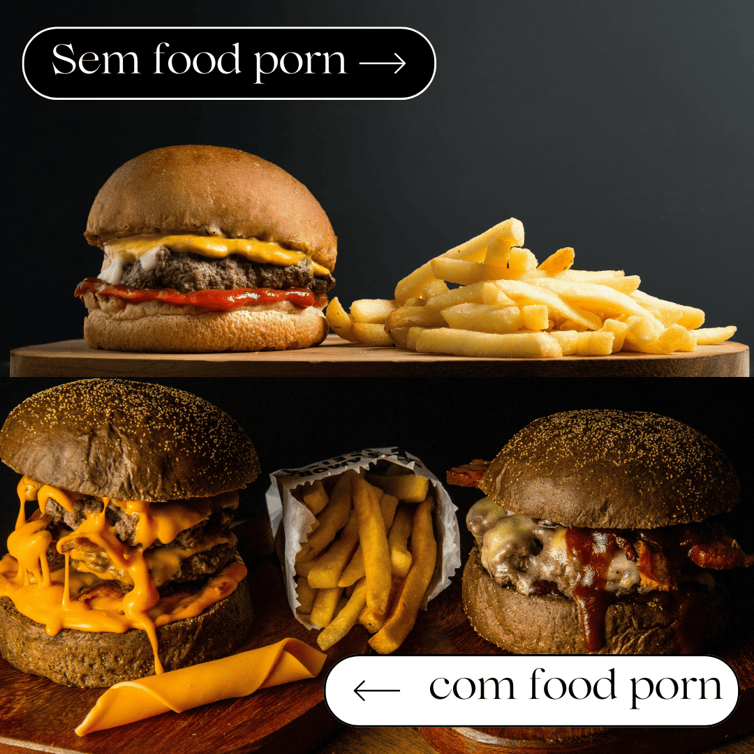 Comparação entre imagem comum e imagem food porn
