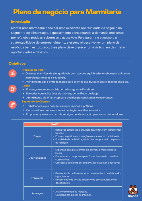 plano de negócios marmita fit