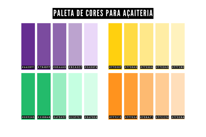 paleta de cores para açaiteria 