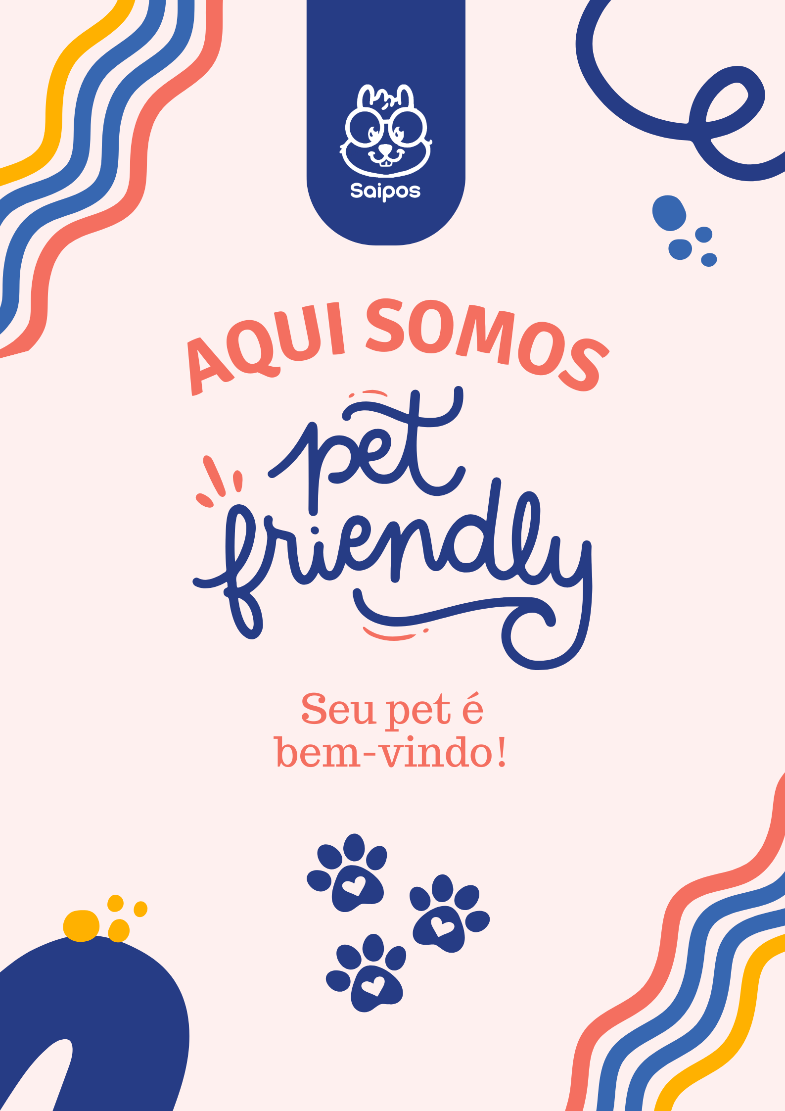 cartaz rosa e azul para cafeteria pet friendly