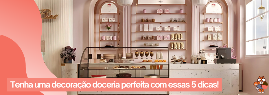 decoração doceria rosa minimalista com aspecto clean 