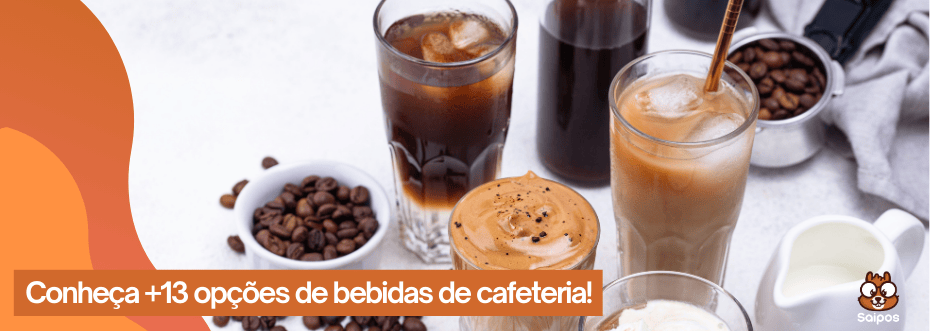 vários tipos de bebidas de cafeteria