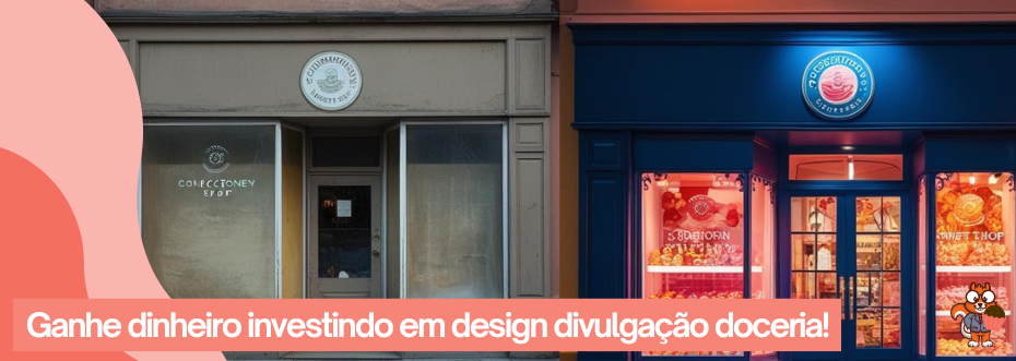 Comparação de doceria com identidade e sem 