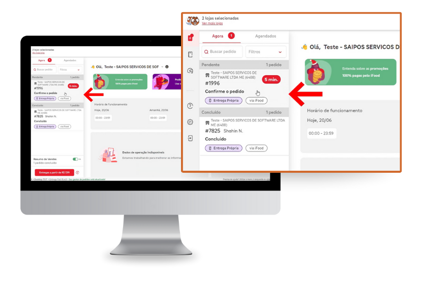 tela gestor de pedidos ifood