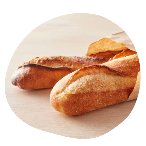 imagem circular com um 3 pães baguete para hamburguer