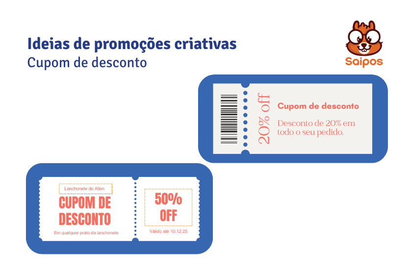 cupons de desconto - promoções criativas para lanchonete 