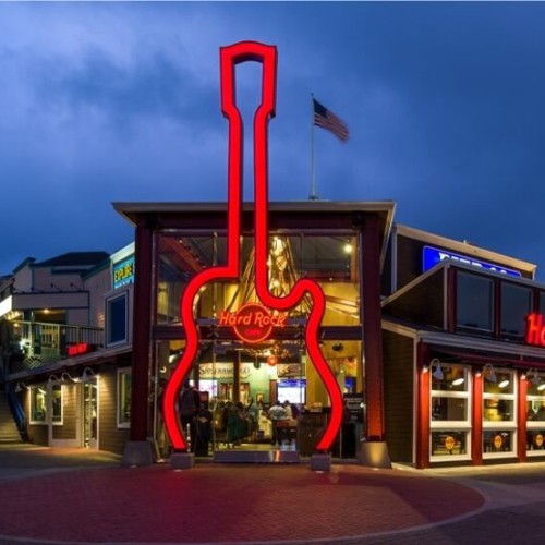 imagem do lado de fora do estabelecimento do hard rock café