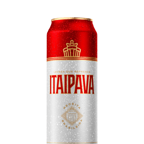 imagem com foco no produto com o fundo branco com uma lata de cerveja da marca itaipava