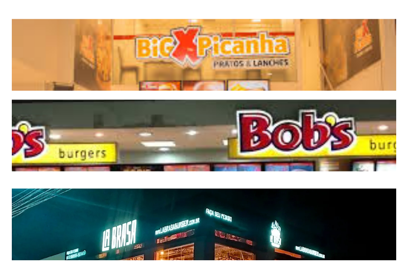imagens em comparativo de de 3 fachadas de franquias citadas acima 