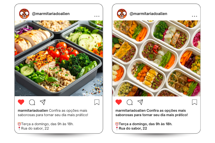 Foto de imagem de instagram com com publicações de marmitas 