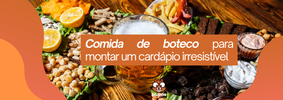Imagem de um prato de comida de boteco com diversas opções como carne, legumes, petiscos, acompanhamentos e uma cerveja, perfeito para montar um cardápio irresistível.