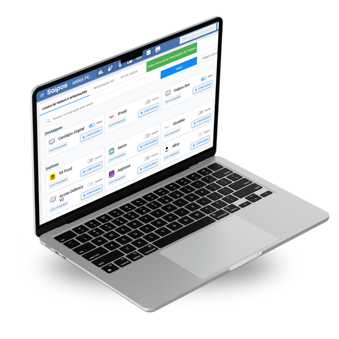 computador com o sistema saipos - integrações