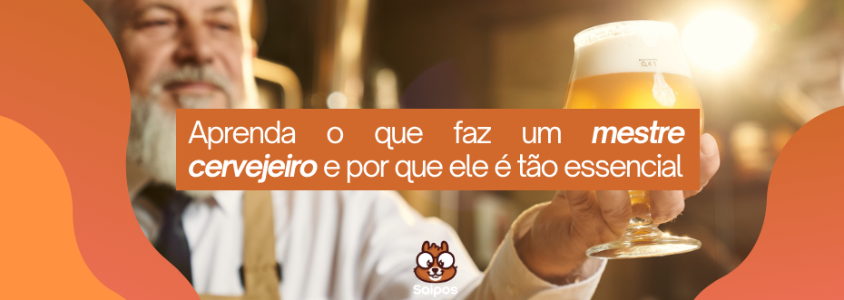 Homem segurando um copo de cerveja, com destaque para a mensagem sobre o papel do mestre cervejeiro e sua importância na produção de cerveja artesanal.