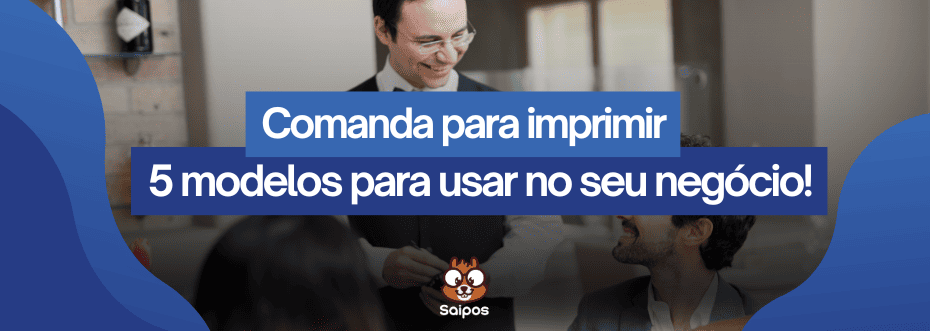  Imagem de um homem sorridente em ambiente de escritório, transmitindo confiança, com o texto em destaque "Comanda para imprimir: 5 ideias de modelos para o seu negócio!". A imagem é otimizada para o termo "modelos para negócios".