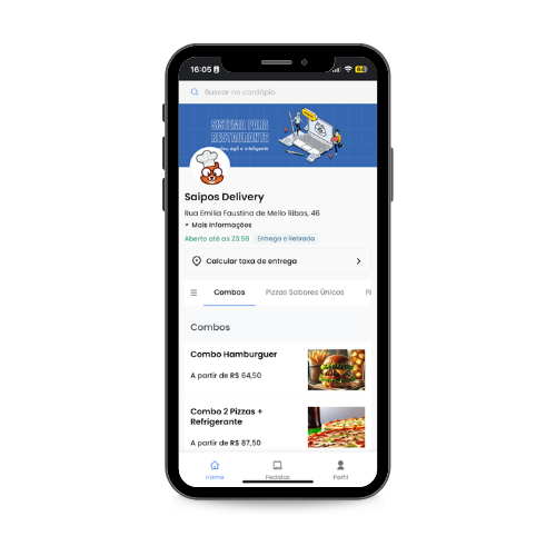 tela de cardapio digital Saipos sistema de gestão para restaurantes funcionalidades
