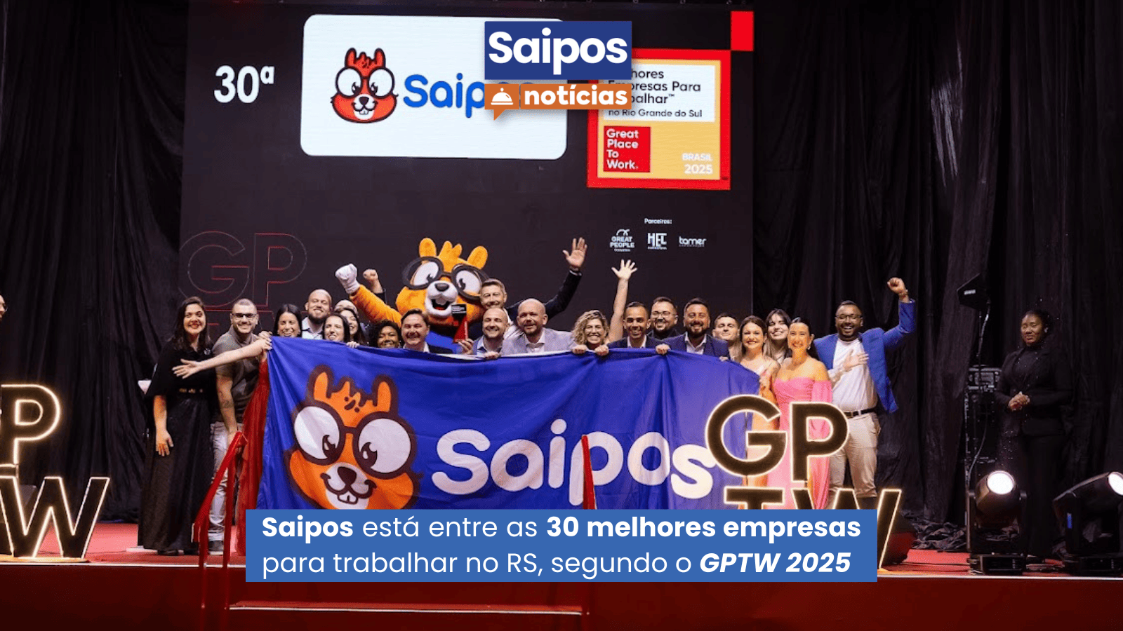 Imagem do artigo GPWT 2025: Saipos é a 30ª melhor empresa para trabalhar no RS