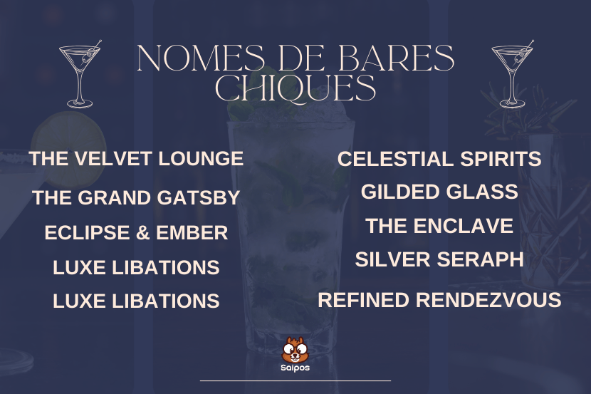 imagem em azul com taças listando alguns dos nomes já citados acima para bares chiques.