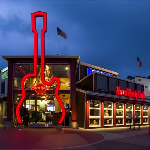  imagem do lado de fora do estabelecimento do hard rock café 