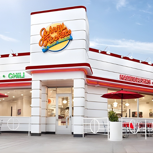  imagem de uma unidade da franquia de hamburguer Johnny Rockets