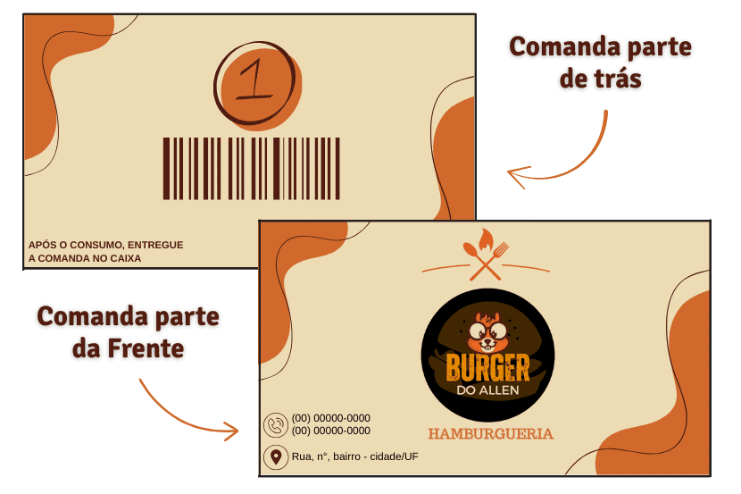 exemplo de comanda para qualquer tipo de restaurante