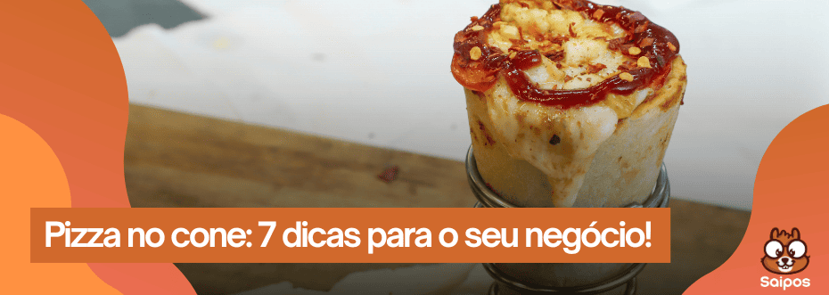 pizza no cone com detalhes laranja