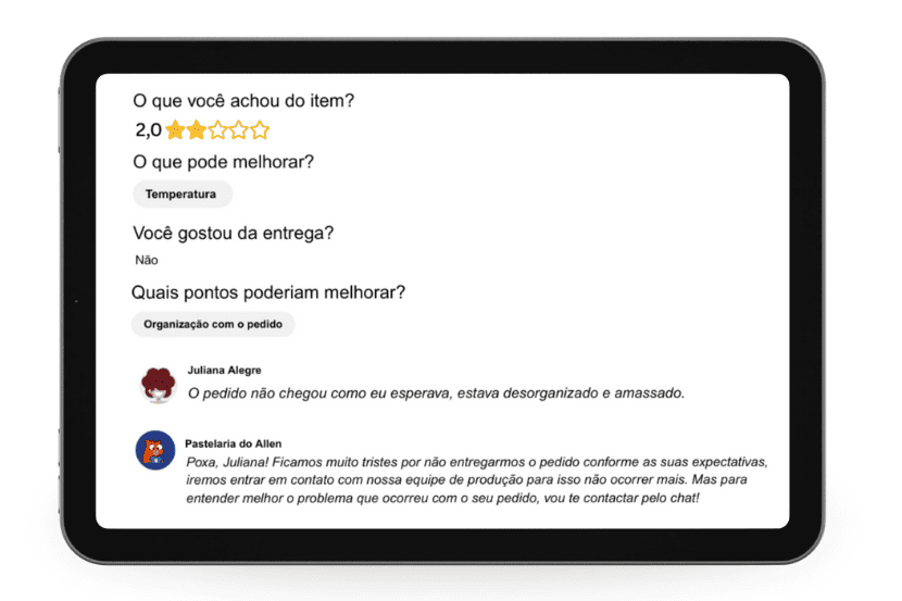 tablet com tela de avaliações de atendimento de restaurante - como responder avaliações negativas
