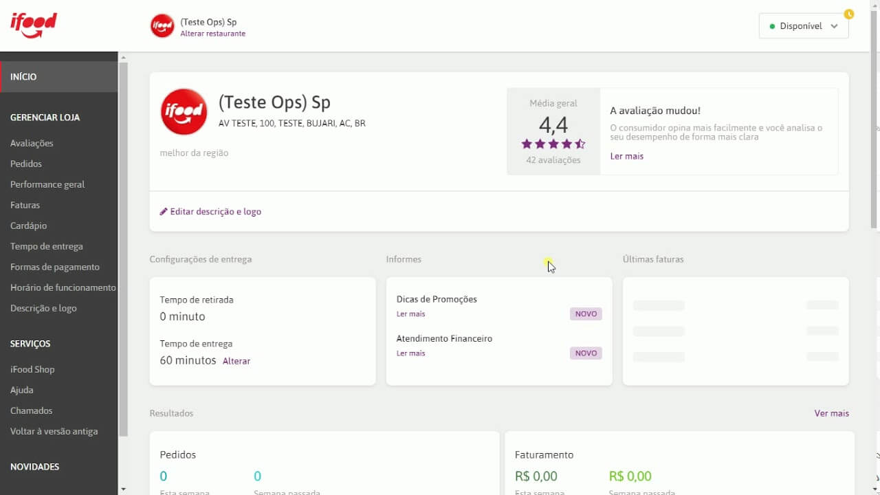 Área de feedback de usuários - iFood Portal saipos sistema para restaurante