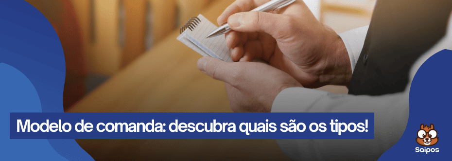 comanda de papel e detalhes de cor azul
