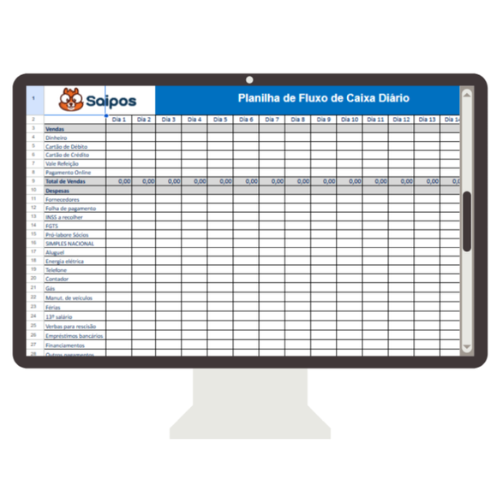 Monitor com tabela SAIPOS