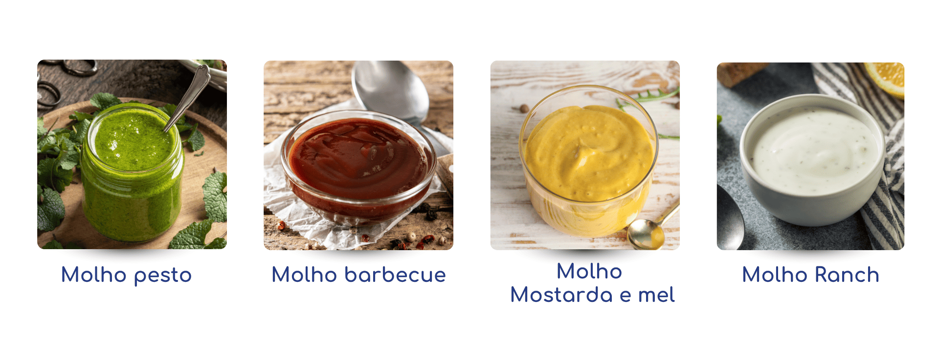 diferentes tipos de milho com seus nomes escritos 