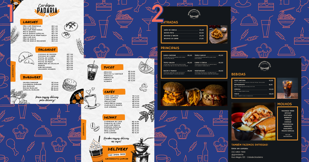Cardápio panfleto flyer frente e verso - Tipos de cardápio para restaurante - Saipos Sistema para Restaurante